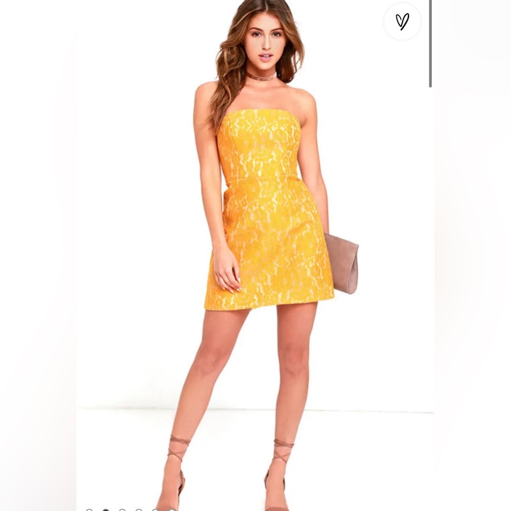 Keepsake mustard yellow lace dress